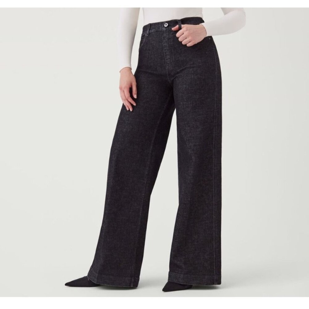 Spanx Wide legs pull on jeans, Black, Size M G88 - Picture 1 of 11